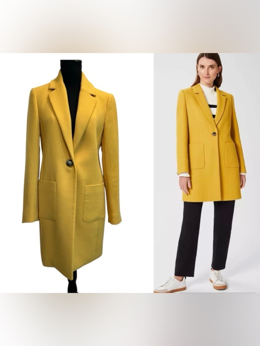 RW&CO Yellow Tailored Structured Single-Button Coat single breasted Sz S NWOT